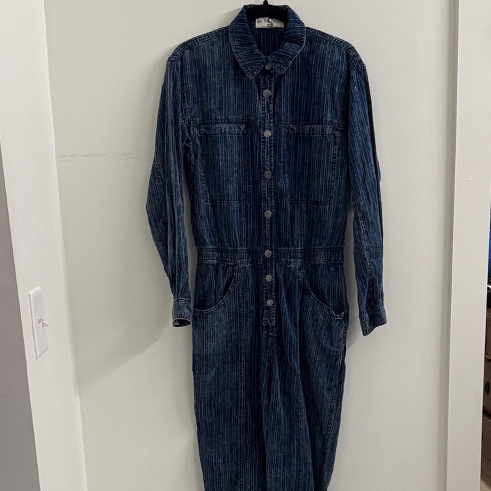 We The Free Blue Denim Jumpsuit